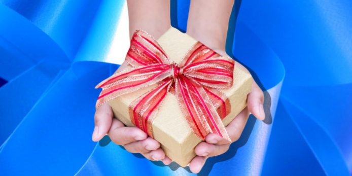 Full frame of gift decorating ribbon