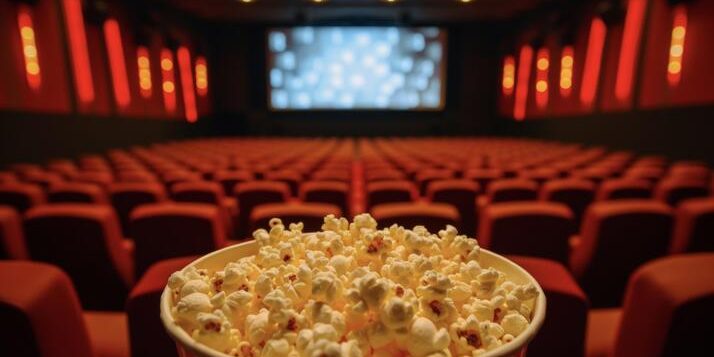 background-a-movie-theater-where-love-stories-are-unfolding-on-the-big-screen-and-the-smell-of-popcorn-fills-the-air-photo